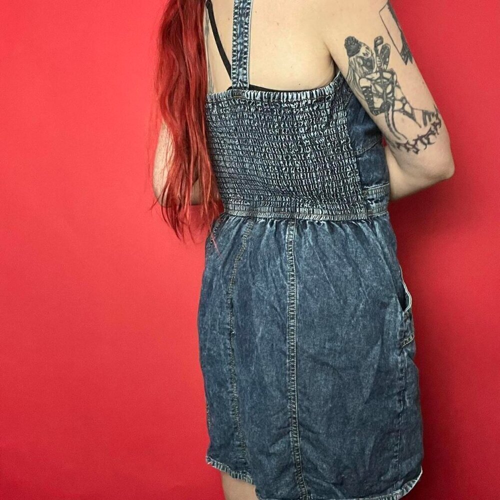 Japan / Overall denim looking mini dress with pockets 💙💙​​​​​​​​​​​ - Picture 5 of 7